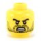 LEGO Head, Beard Stubble, Black Angry Eyebrows with Open Mouth with Teeth