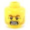 LEGO Head, Brown Eyebrows and Beard Stubble, Crow's Feet, Angry Expression