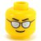 LEGO Head, Silver Sunglasses, Smile