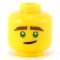 LEGO Head, Brown Eyebrows and Green Eyes, Smiling