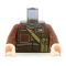 LEGO Torso, Dark Brown Jacket with Dark Bluish Gray Scarf and Green Bag
