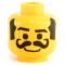 LEGO Head, Black Hair and Sideburns, Curled Moustache