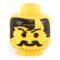 LEGO Head, Moustache, Parted Black Hair, Stubble