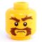 LEGO Head, Shaggy Brown Eyebrows and Moustache, Frowning
