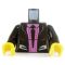 LEGO Torso, Black with Silver Highlights, Pink Shirt and Tie