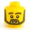 LEGO Head, Dark Gray Beard, Rounded Eyebrows