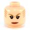 LEGO Head, Female, Light Flesh, Dark Tan Eyebrows and Orange Lips, Tattoo Lines on Side and Back