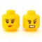 LEGO Head, Female, Red Lips and Eyeshadow, Frowning/Angry