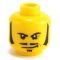 LEGO Head, Black Sideburns, Thin Pointed Moustache, Crooked Smile