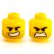LEGO Head, Heavy Eyebrows, Beard Stubble, Smiling/Angry