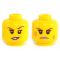 LEGO Head, Female, Dark Red Eyebrows and Pink Lips, Smiling/Frowning and Bruised