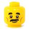 LEGO Head, Black Moustache, Gaunt Face, Smile