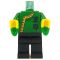 LEGO Green Top with Flared Sleeves, Black Pants
