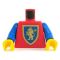 LEGO Torso, Red with Blue Arms, Rampant Lion on Shield