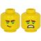 LEGO Head, Brown Eyebrows and Green Eyes, Smiling/Worried