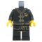 LEGO Black Keikogi with Gold Trim, Sash, Frog Clasps, Dragon Design on Back