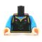 LEGO Torso, Female, Black Top with Flower Design over Azure Blue Shirt