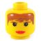 LEGO Head, Female, Brown Hair and Red Lips