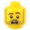 LEGO Head, Brown Eyebrows and Beard Stubble, Chipped Tooth
