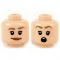 LEGO Head, Female, Brown Eyebrows, Peach Lips, Smiling / Surprised