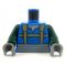 LEGO Torso, Torn Blue Shirt with Straps, Dark Green Arms