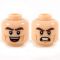 LEGO Head, Thick Brown Eyebrows, Cheek Lines, Large Smile / Angry