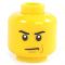 LEGO Head, Angled Black Eyebrows, Cheek Line, Frown