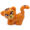 LEGO Cat, Standing with Raised Tail, Turned Head, Medium Orange