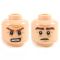 LEGO Head, Flesh, Reddish Brown Eyebrows and Wrinkles, Frowning/Angry