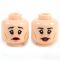 LEGO Head, Female, Black Eyebrows, Dark Red Lips, and Cheek Lines, Smile/Frown