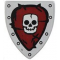 LEGO Shield, Triangular with Skull on Dark Red Background