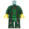 LEGO Dark Green Layered Outfit, Female, Red and Gold Trim, Sandals