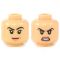 LEGO Head, Female, Black Eyebrows, Smiling/Angry