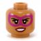 LEGO Head, Female, Medium Dark Flesh, Pink Mask, Smiling