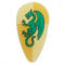 LEGO Minifig Shield - Ovoid with Dark Green Dragon on Light Yellow and Ochre Quarters Background Print [CLONE]