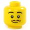 LEGO Head, High Eyebrows, Brown Curly Moustache