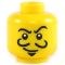 LEGO Head, Curled Black Moustache, Soul Patch, Raised Eyebrow, Smiling