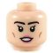 LEGO Head, Flesh, Female, Black Eyebrows and Eyelashes, Cheek Lines, Pink Lips