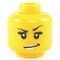 LEGO Head, Thin Black Eyebrows, Silver Lips, Smiling