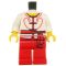 LEGO White Shirt with Asian Design, Red Sash and Pants