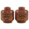 LEGO Head, Dark Flesh, Dark Orange Beard, Smiling/Frowning