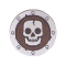LEGO Minifig Shield - Round Flat with Silver Skull on Dark Red Print