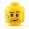 LEGO Head, with Beard Stubble, Brown Eyebrows, and Paint on Cheek