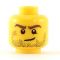 LEGO Head, Beard Stubble, Brown Eyebrows, Crooked Smile, and Scar
