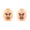 LEGO Head, Black Bushy Eyebrows, Brown Goatee, Cheek Lines, Dual Sided: Angry / Bared Teeth with Red Eyes