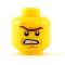 LEGO Head, Brown Unibrow, Cheek Lines, Angry / Red Zigzag Line on Black