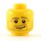 LEGO Head, Beard Stubble, Dark Tan Eyebrows, Crow's Feet, Lopsided Smile