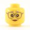 LEGO Head, Female with Glasses, Gray Eyebrows, Crow's Feet, Peach Lips