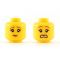 LEGO Head, Female with Brown Eyebrows and Peach Lips, Dual Sided: Smiling / Scared