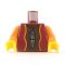 LEGO Dark Red Torso with Orange Arms, Fancy Chest Pattern